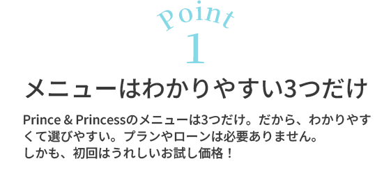 Point1メニューはわかりやすい3つだけ